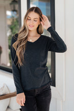 Load image into Gallery viewer, Alpine Raw Edge Long Sleeve Tee in Charcoal