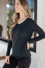 Load image into Gallery viewer, Alpine Raw Edge Long Sleeve Tee in Charcoal