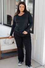 Load image into Gallery viewer, Alpine Raw Edge Long Sleeve Tee in Charcoal