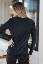 Load image into Gallery viewer, Alpine Raw Edge Long Sleeve Tee in Charcoal