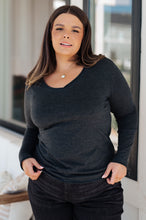 Load image into Gallery viewer, Alpine Raw Edge Long Sleeve Tee in Charcoal