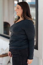 Load image into Gallery viewer, Alpine Raw Edge Long Sleeve Tee in Charcoal