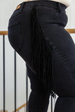 Load image into Gallery viewer, JUDY BLUE Hilary Side Fringe Skinny Jegging In Black