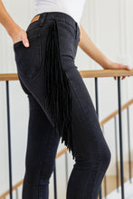 Load image into Gallery viewer, JUDY BLUE Hilary Side Fringe Skinny Jegging In Black