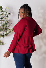 Load image into Gallery viewer, Playful Beauty Half Button Long Sleeve Ruffle Hem Top (multiple color options)