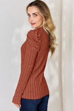 Load image into Gallery viewer, Everyday Basic Ribbed Mock Neck Puff Sleeve Top (multiple color options)