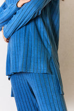 Load image into Gallery viewer, Lounge Life Ribbed Round Neck High-Low Slit Top and Pants Set (multiple color options)