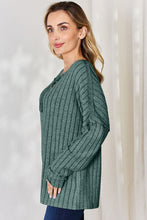 Load image into Gallery viewer, Everyday Basic Ribbed Half Button Long Sleeve T-Shirt (multiple color options)