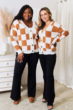 Load image into Gallery viewer, Her Checkered Past Button-Up V-Neck Dropped Shoulder Cardigan