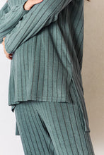 Load image into Gallery viewer, Lounge Life Ribbed Round Neck High-Low Slit Top and Pants Set (multiple color options)