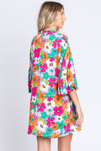 Load image into Gallery viewer, Floral Round Neck Lantern Sleeve Mini Dress