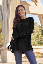 Load image into Gallery viewer, Hand In Hand Ribbed Round Neck Long Sleeve Knit Top (multiple color options)