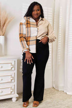 Load image into Gallery viewer, Maple Latte Plaid Print Dropped Shoulder Shirt