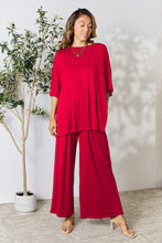 Load image into Gallery viewer, All About Comfort Round Neck Slit Top and Pants Set (multiple color options)