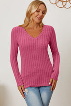 Load image into Gallery viewer, All You Ever Wanted Ribbed V-Neck Long Sleeve Top (multiple color options)