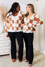Load image into Gallery viewer, Her Checkered Past Button-Up V-Neck Dropped Shoulder Cardigan