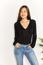 Load image into Gallery viewer, Shared Happiness V- Neck Bodysuit in Black