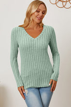 Load image into Gallery viewer, All You Ever Wanted Ribbed V-Neck Long Sleeve Top (multiple color options)