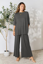 Load image into Gallery viewer, All About Comfort Round Neck Slit Top and Pants Set (multiple color options)