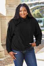 Load image into Gallery viewer, Blissful Basics Ribbed Exposed Seam Mock Neck Knit Top (2 color options)