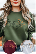 Load image into Gallery viewer, Love You &amp; Fall Nights Graphic Sweatshirt (multiple color options)
