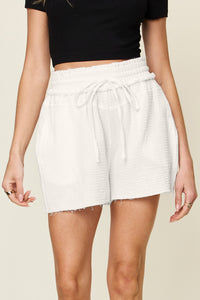 Texture Raw Trim Drawstring Shorts (multiple color options)