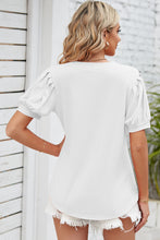 Load image into Gallery viewer, Notched Ruched Short Sleeve Top (multiple color options)
