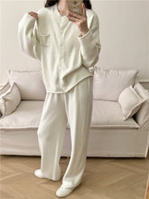 Load image into Gallery viewer, Pocketed Round Neck Button Up Cardigan and Pants Sweater Set (multiple color options)
