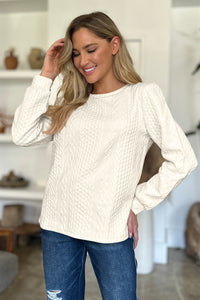 Textured Round Neck Long Sleeve Top (multiple color options)