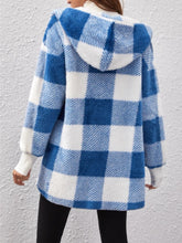 Load image into Gallery viewer, Plaid Long Sleeve Hooded Coat (multiple color options)
