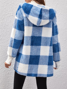 Plaid Long Sleeve Hooded Coat (multiple color options)