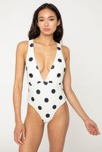 Load image into Gallery viewer, Beachy Keen Polka Dot Tied Plunge One-Piece Swimsuit
