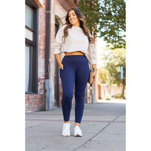 Navy Full-Length with Pocket Leggings - Luxe by Julia Rose®