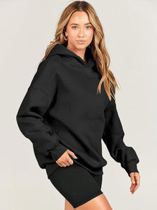 Dropped Shoulder Long Sleeve Hoodie (multiple color options)