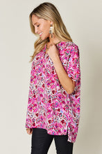 Load image into Gallery viewer, Printed V-Neck Short Sleeve Blouse (2 color options)
