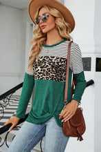 Load image into Gallery viewer, Leopard Striped Round Neck T-Shirt (multiple color options)
