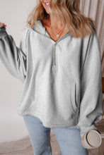 Load image into Gallery viewer, Pocketed Half Zip Dropped Shoulder Hoodie (multiple color options)
