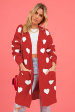 Load image into Gallery viewer, Heart Graphic Open Front Cardigan with Pockets (multiple color options)
