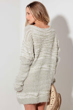 Load image into Gallery viewer, Mixed-Stitch Front Tie Sweater Dress in Light Green
