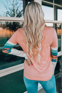 Geometric Round Neck Long Sleeve T-Shirt (multiple color options)