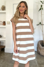 Load image into Gallery viewer, Striped Round Neck Cap Sleeve Mini Dress (multiple color options)
