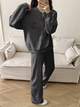 Load image into Gallery viewer, Pocketed Round Neck Button Up Cardigan and Pants Sweater Set (multiple color options)
