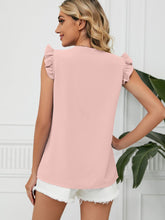 Load image into Gallery viewer, Ruffled V-Neck Cap Sleeve Blouse (multiple color options)
