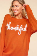 Load image into Gallery viewer, Thankful Metallic Glitter Embroidery Sweater
