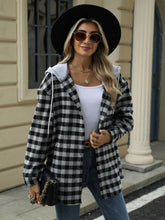 Load image into Gallery viewer, Drawstring Plaid Long Sleeve Hooded Jacket (multiple color options)
