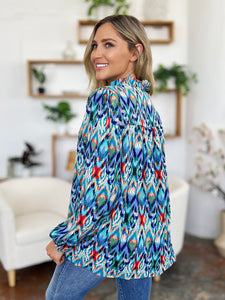 Printed Balloon Sleeve Blouse