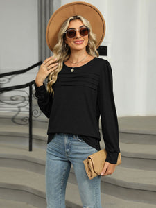 Round Neck Long Sleeve Top (multiple color options)