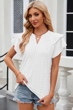 Load image into Gallery viewer, Eyelet Notched Flutter Sleeve Top (multiple color options)
