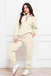 Half Zip Long Sleeve Sweatshirt and Pants Set (multiple color options)