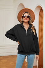 Load image into Gallery viewer, Half-Zip Dropped Shoulder Sweatshirt (multiple color options)
